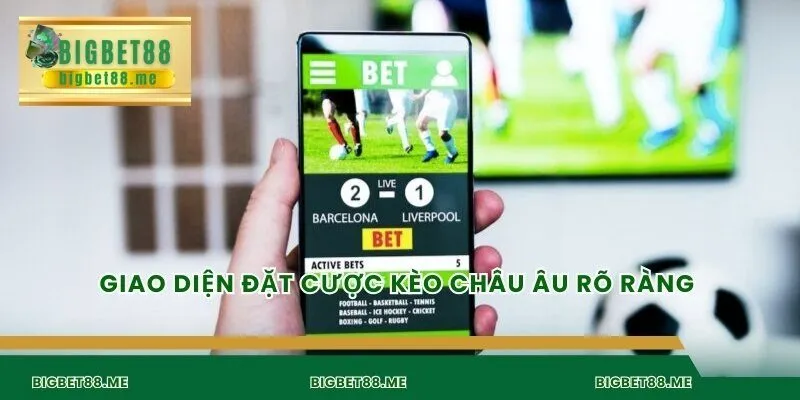 Giao diện đặt cược kèo châu Âu rõ ràng